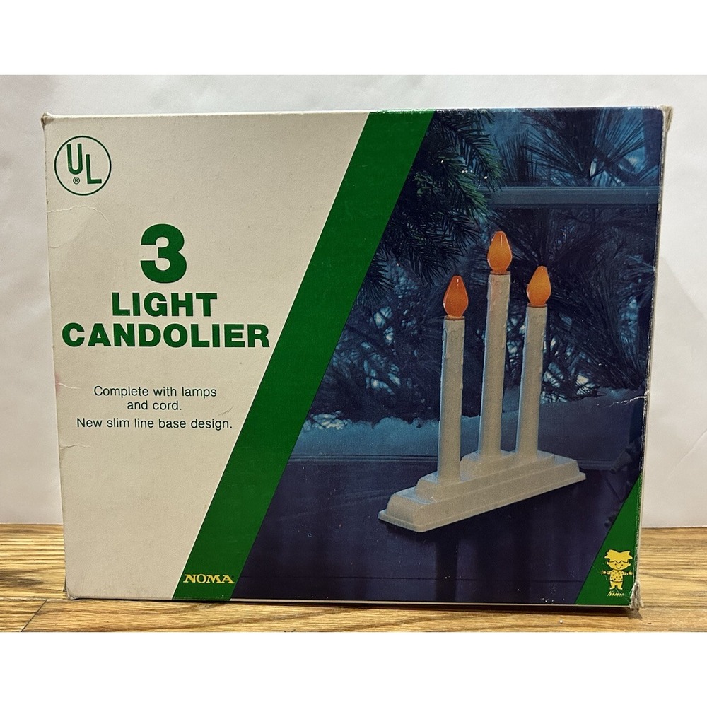 Noma Christmas 3 Bulb Candlabra Candles Electric Plastic Drip Candolier Vintage